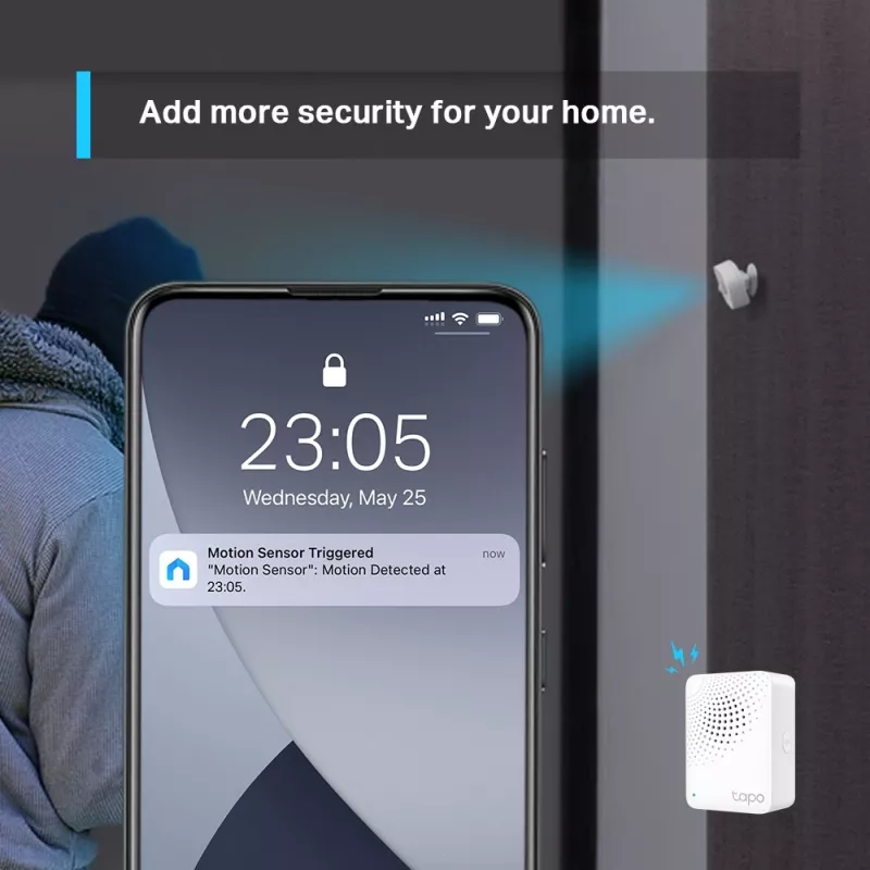 TP-Link Tapo išmanusis judesio jutiklis, montuojamas ant lubų/sienos, patalpų, baltas, 120°, belaidis, 7 m