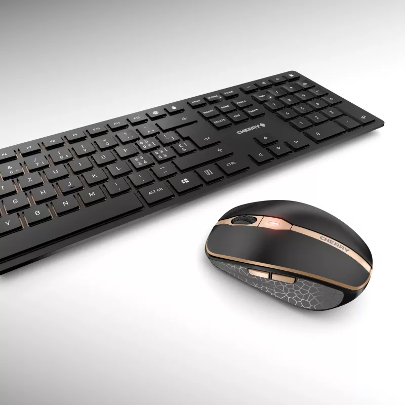 CHERRY DW 9100 SLIM klaviatūra Pelė įtraukta Universal RF Wireless + Bluetooth QWERTZ Šveicariška Juoda