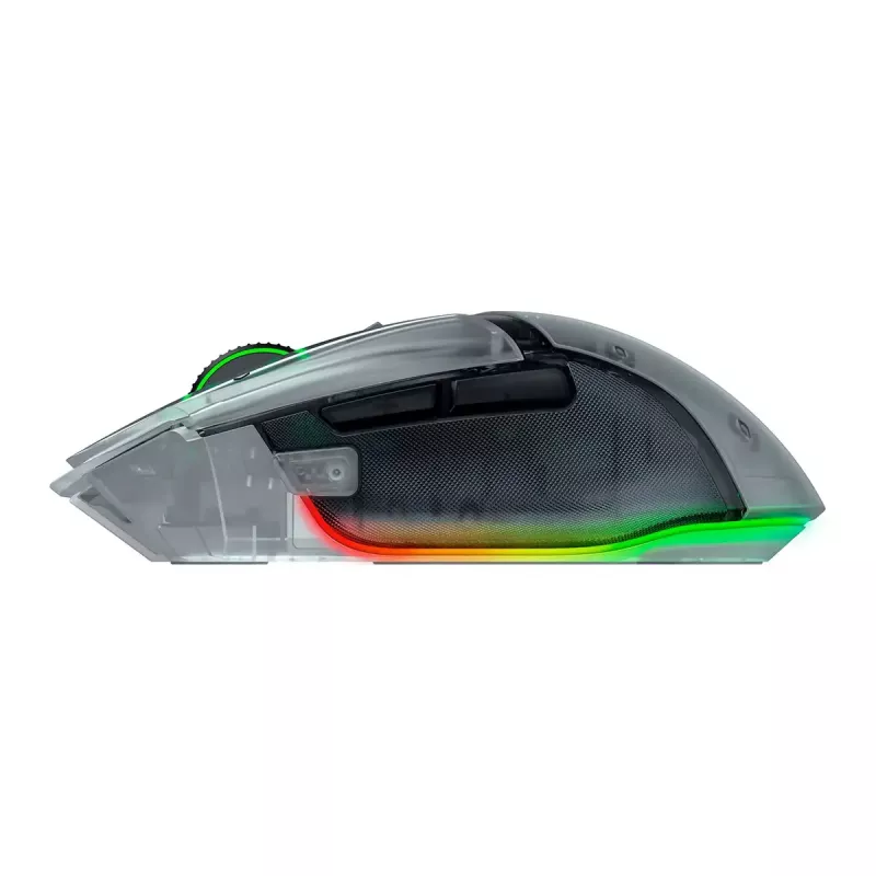 Žaidimų pelė Razer Basilisk V3 Pro 35K Phantom White Edition — optinėms ir lazerinėms pelėms optimizuotas žaidimų paviršius