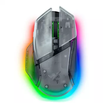 Žaidimų pelė Razer Basilisk V3 Pro 35K Phantom White Edition — optinėms ir lazerinėms pelėms optimizuotas žaidimų paviršius