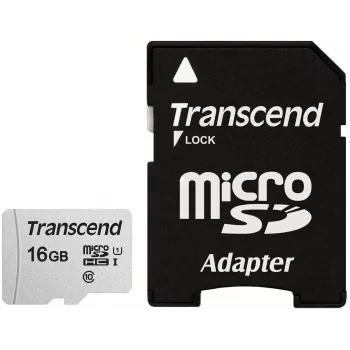 TRANSCEND Micro Sdhc Card 300s 16GB Uhs-i U1 su adapteriu