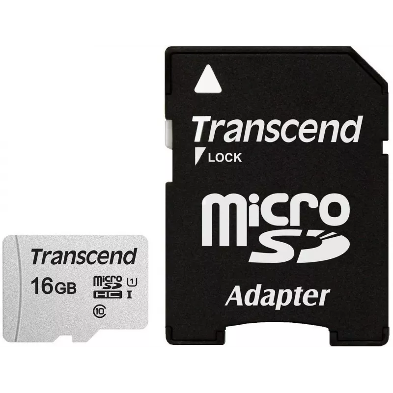 TRANSCEND Micro Sdhc Card 300s 16GB Uhs-i U1 su adapteriu
