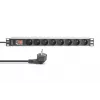 DIGITUS 1U aliuminio PDU, montuojamas į stovą, 8x CEE 7/5 vardinė galia: 16A, 4000W, 250VAC 50/60Hz,