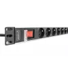 DIGITUS 1U aliuminio PDU, montuojamas į stovą, 8x CEE 7/5 vardinė galia: 16A, 4000W, 250VAC 50/60Hz,
