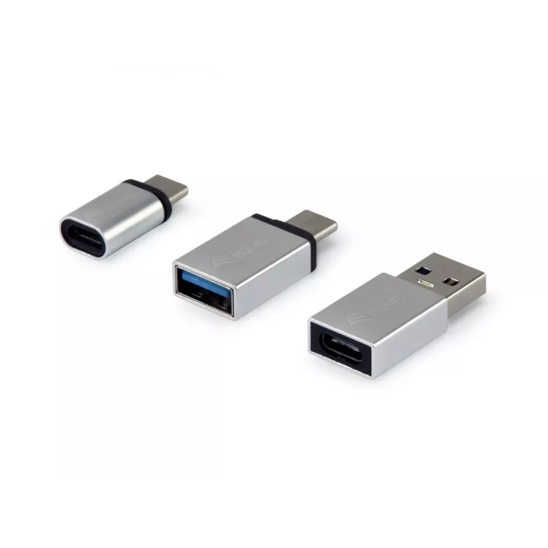 Equip USB-C OTG adapteris, 3 vnt., USB C, USB C, USB A, USB A, Micro-USB, USB C, sidabrinis