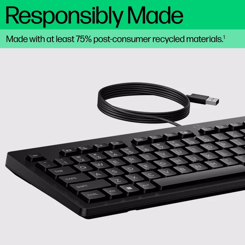HP 125 laidinė klaviatūra, pilno dydžio (100 %), laidinė, USB, juoda
