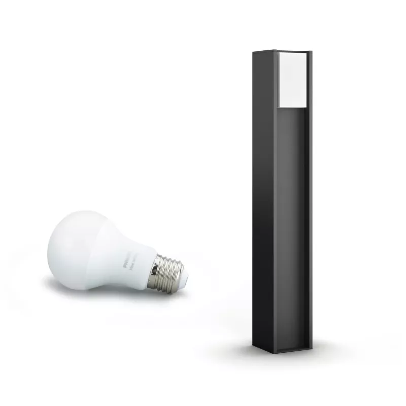 Philips Hue White Turaco lauko stulpo šviestuvas 1647493P0, išmanusis stulpo/apšvietimo šviestuvas, Bluetooth/Zigbee, antracito spalvos, LED, aliuminis, E27