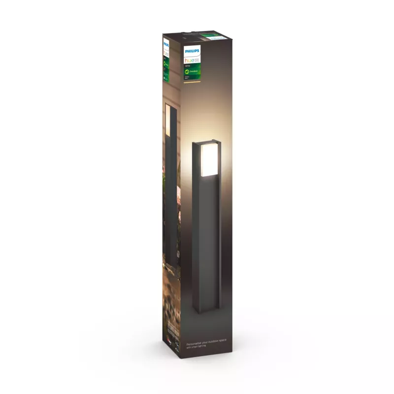 Philips Hue White Turaco lauko stulpo šviestuvas 1647493P0, išmanusis stulpo/apšvietimo šviestuvas, Bluetooth/Zigbee, antracito spalvos, LED, aliuminis, E27