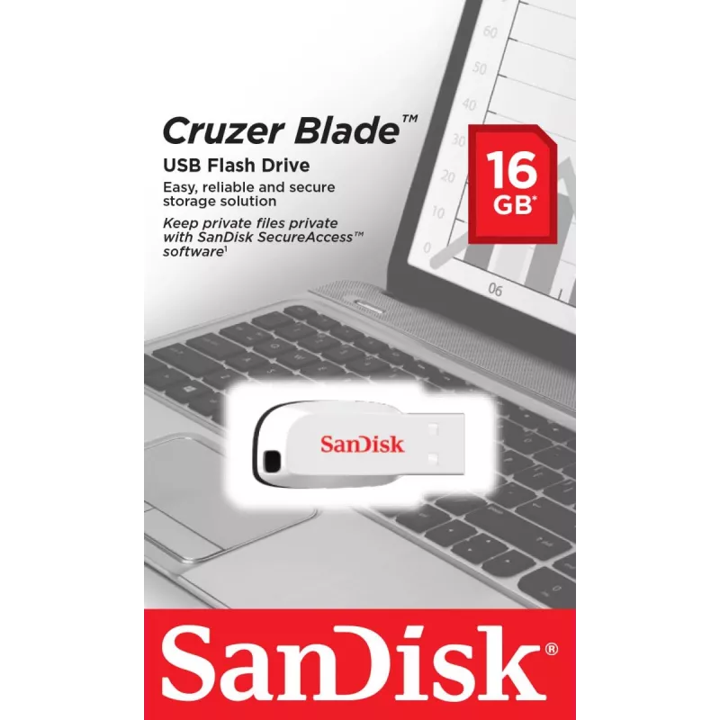 WESTERN DIGITAL SanDisk Cruzer Blade - 16 GB USB atmintinė - USB 2.0 - balta