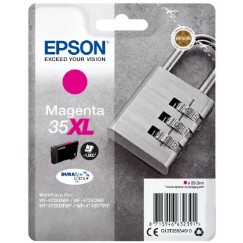 Epson Padlock Singlepack Magenta 35XL DURABrite Ultra rašalas, didelės (XL) talpos, purpurinis, pigmentinis rašalas, 20,3 ml, 1 vnt., 1900 puslapių