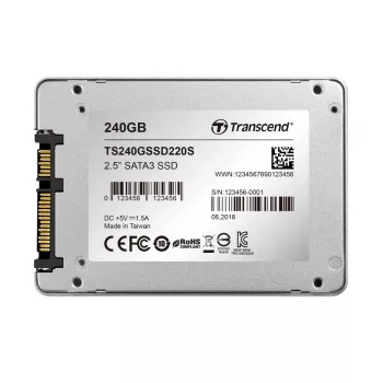 TRANSCEND SSD 220s 240GB 2.5in SATA 6Gb/s TLC aliuminio korpusas