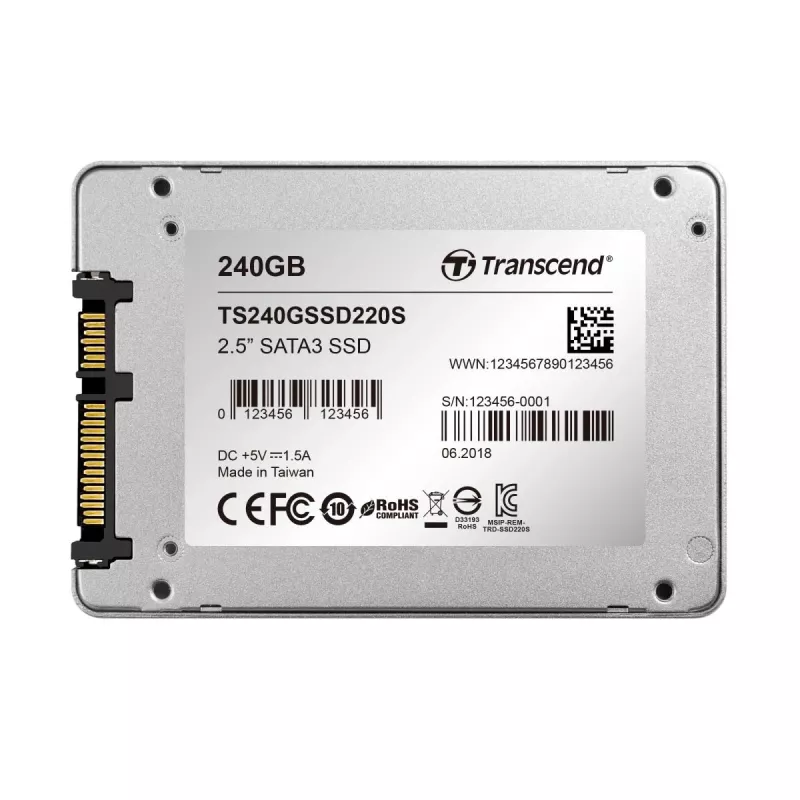 TRANSCEND SSD 220s 240GB 2.5in SATA 6Gb/s TLC aliuminio korpusas