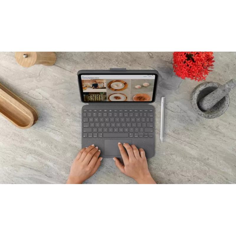 LOGITECH Combo Touch iPad (10-os kartos) - Oxford Pilka - Qwerty UK