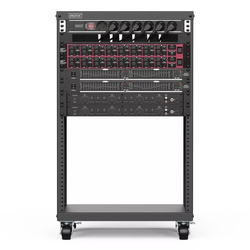 DIGITUS 16U AVS stovas 780x507x460 mm, srieginės tvirtinimo angos, ratukai, juodas