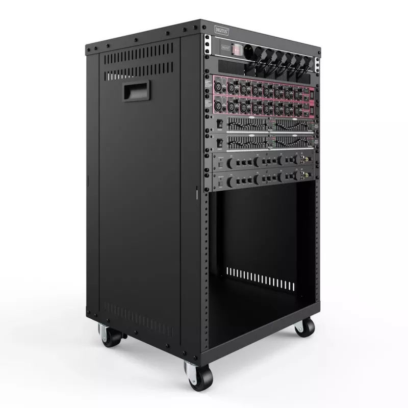 DIGITUS 16U AVS stovas 780x507x460 mm, srieginės tvirtinimo angos, ratukai, juodas