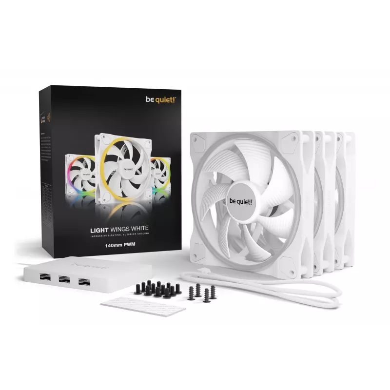 be quiet! Light Wings White | 140mm PWM Triple Pack Kompiuterio korpuso ventiliatorius 14 cm 3 vnt.