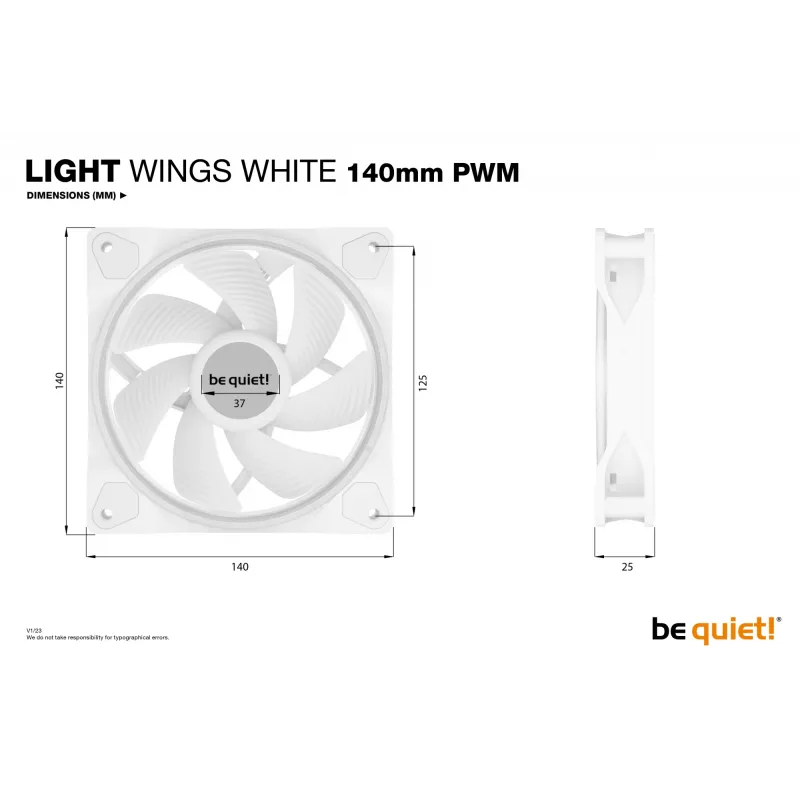 be quiet! Light Wings White | 140mm PWM Triple Pack Kompiuterio korpuso ventiliatorius 14 cm 3 vnt.