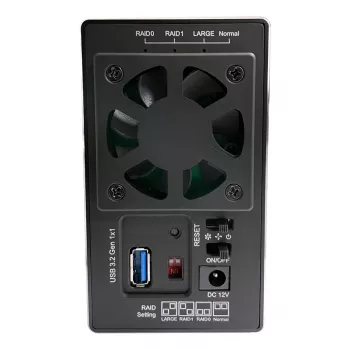 LC-POWER Lc-35u3-rid-2, išorinis 2 vietų 3,5 col. standžiųjų diskų korpusas su RAID, aliuminis, juodas