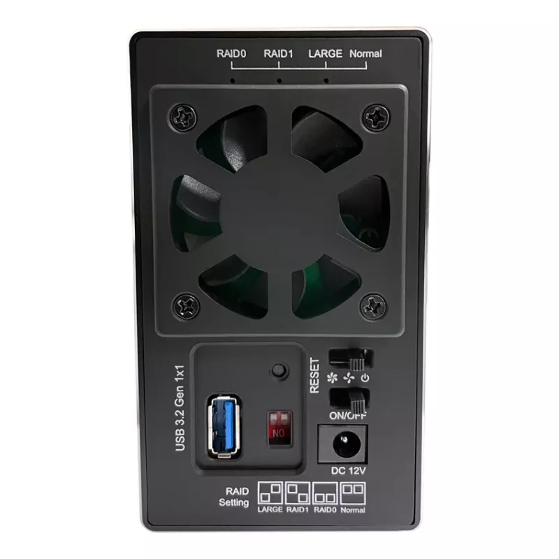 LC-POWER Lc-35u3-rid-2, išorinis 2 vietų 3,5 col. standžiųjų diskų korpusas su RAID, aliuminis, juodas
