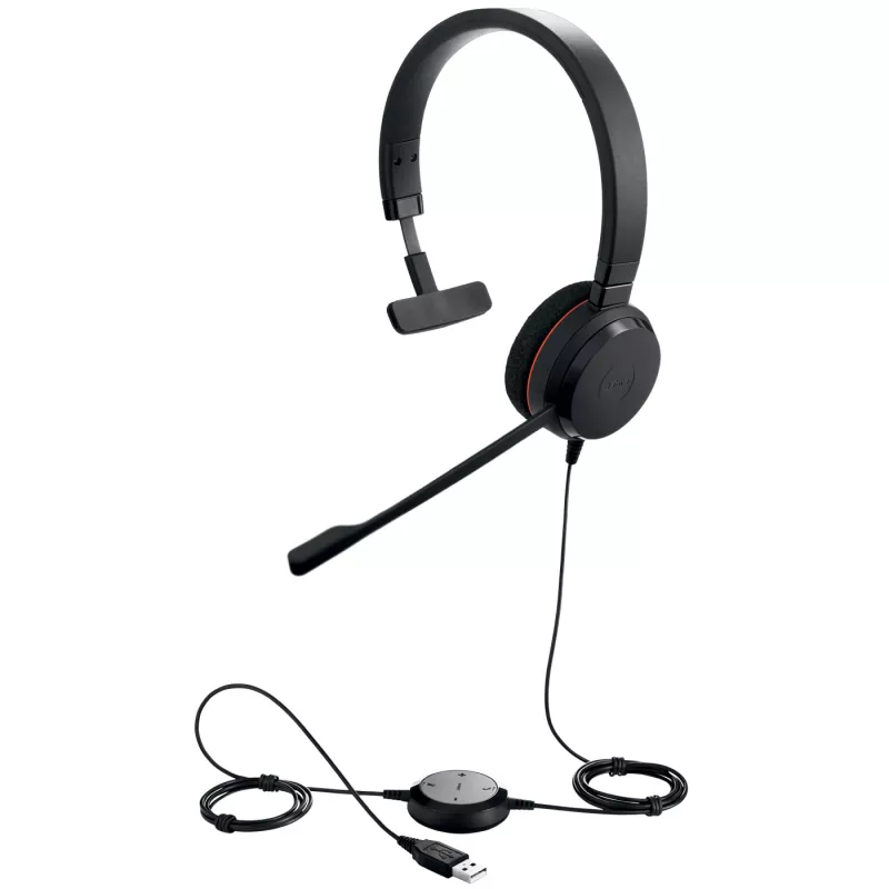 Jabra EVOLVE 20 UC Mono, laidinės, biuro/skambučių centro, 142 g, ausinės, juodos