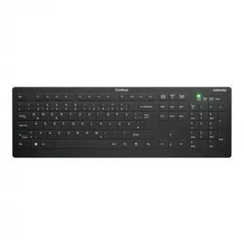 Contour Design Active Key Contour QuickClean medicininė klaviatūra su nuimamu dangteliu, pilno dydžio, belaidė, juoda, DE C8112