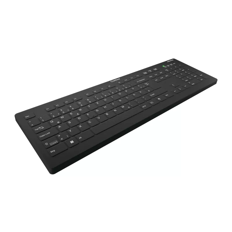 Contour Design Active Key Contour QuickClean medicininė klaviatūra su nuimamu dangteliu, pilno dydžio, belaidė, juoda, DE C8112