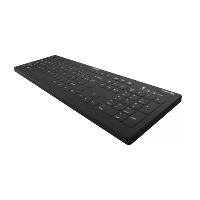 Contour Design Active Key Contour QuickClean medicininė klaviatūra su nuimamu dangteliu, pilno dydžio, belaidė, juoda, DE C8112