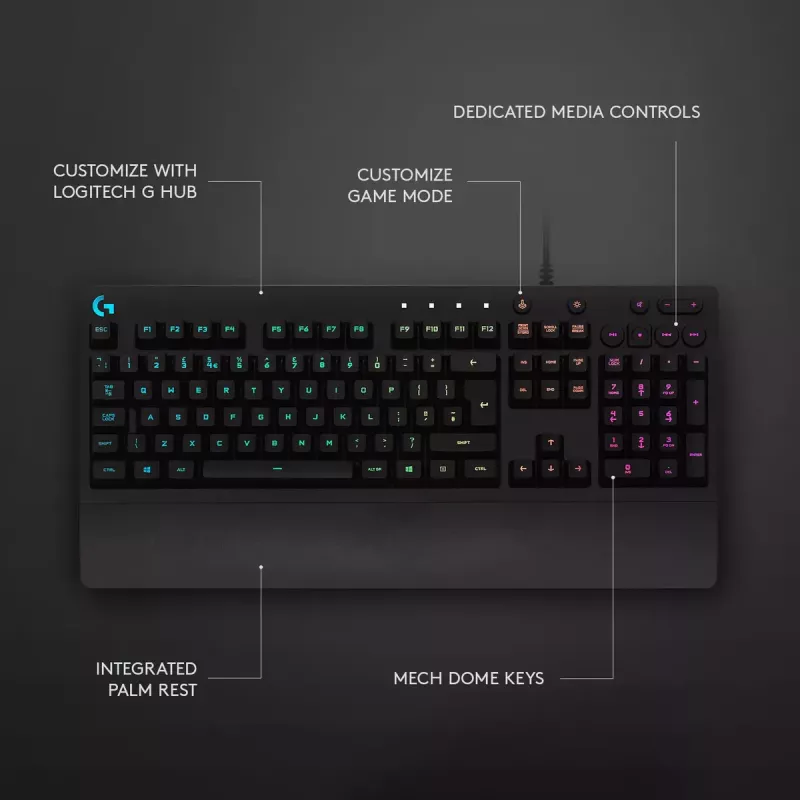 Žaidimų klaviatūra Logitech G G213 Prodigy Full-size RGB LED Wired