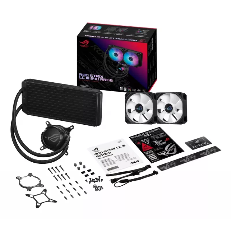 ASUS ROG Strix LC III 240 ARGB Procesoriaus skysčio aušinimo komplektas 12 cm Juodas