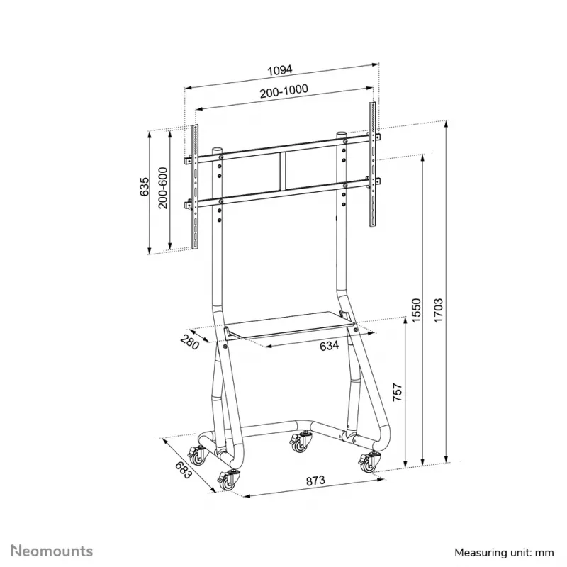 Neomounts NS-M3800Juoda televizoriaus stovas 60-100 colių