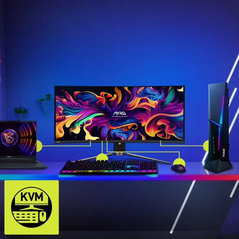MSI MAG 341CQPDE QD-OLED kompiuterio monitorius 86,4 cm (34 colių) 3440 x 1440 pikselių „UltraWide Quad HD“ juodas