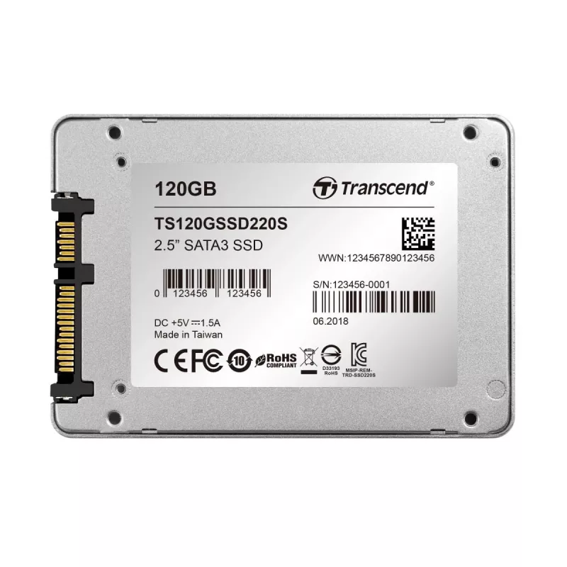 TRANSCEND SSD 220s 120GB 2.5in SATA 6Gb/s TLC aliuminio korpusas