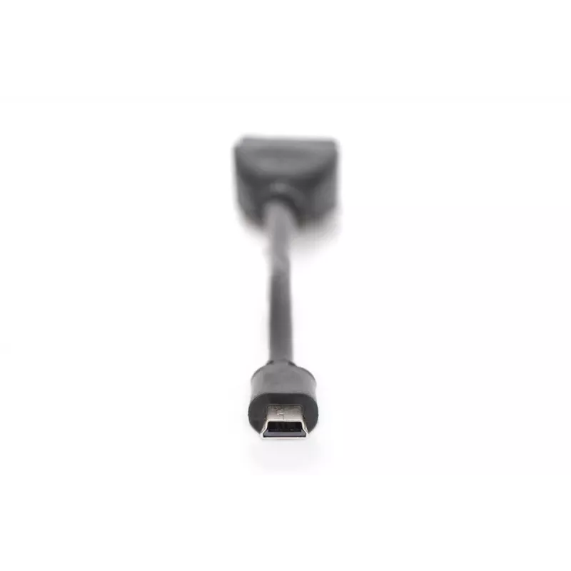 DIGITUS USB 2.0 adapterio kabelis, OTG, mini B - A M/F, 20 cm USB 2.0 atitikties juoda
