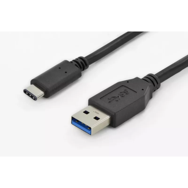 DIGITUS ASSMANN USB Type-C jungiamasis laidas, C tipo į A kištukas/kištukas, 1 m, itin didelė sparta, juodas