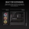 PC Case CORSAIR FRAME 5000D RS ARGB Midi Tower Black — ATX, palaiko 3x140mm priekinius ventiliatorius, 2,5/3,5 colio diskus