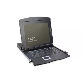 DIGITUS modulinė 43,2 cm (17 col.) TFT konsolė su 8 prievadų KVM RAL 9005 juoda - Qwerty US