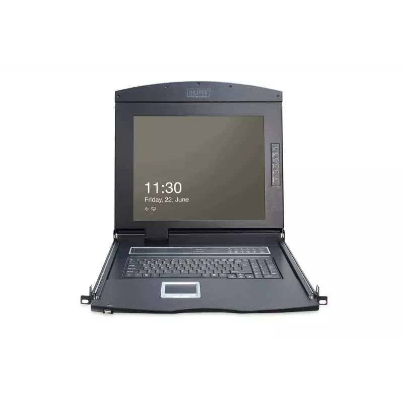 DIGITUS modulinė 43,2 cm (17 col.) TFT konsolė su 8 prievadų KVM RAL 9005 juoda - Qwerty US