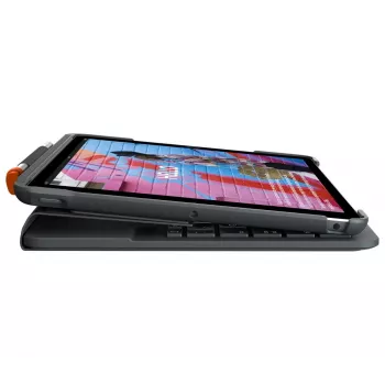 LOGITECH Slim Folio, skirta iPad 7 kartai, grafito spalvos, QWERTZ vokiškas išdėstymas