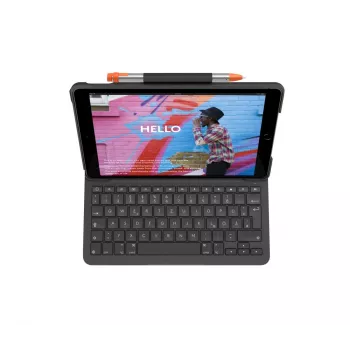 LOGITECH Slim Folio, skirta iPad 7 kartai, grafito spalvos, QWERTZ vokiškas išdėstymas