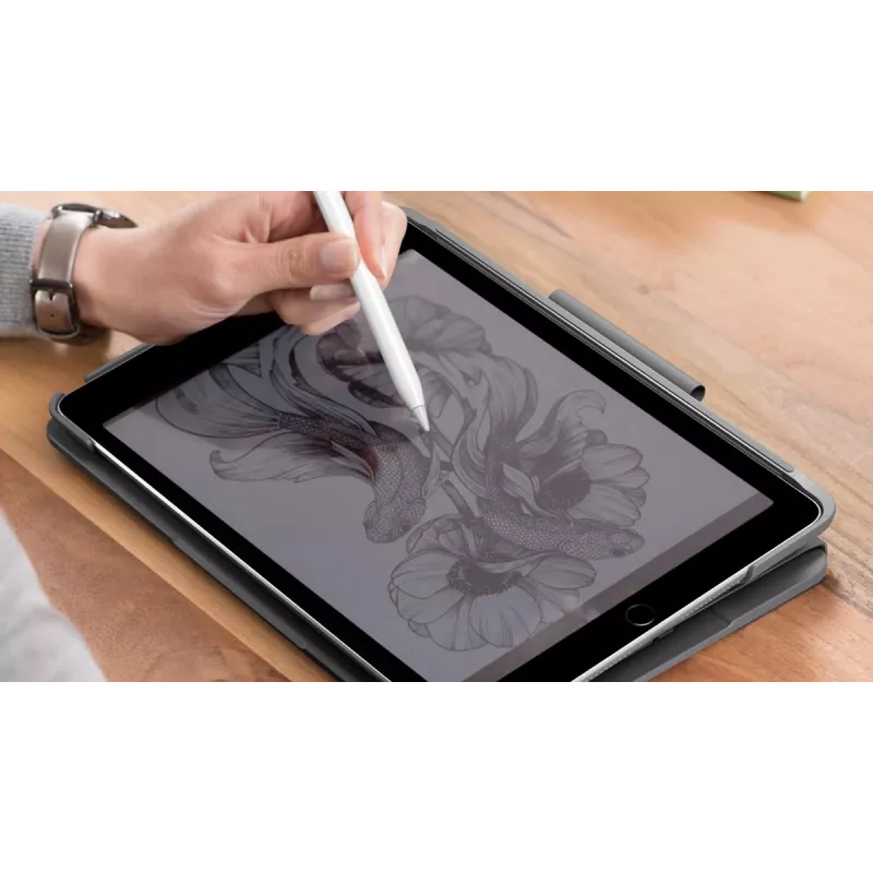 LOGITECH Slim Folio, skirta iPad 7 kartai, grafito spalvos, QWERTZ vokiškas išdėstymas