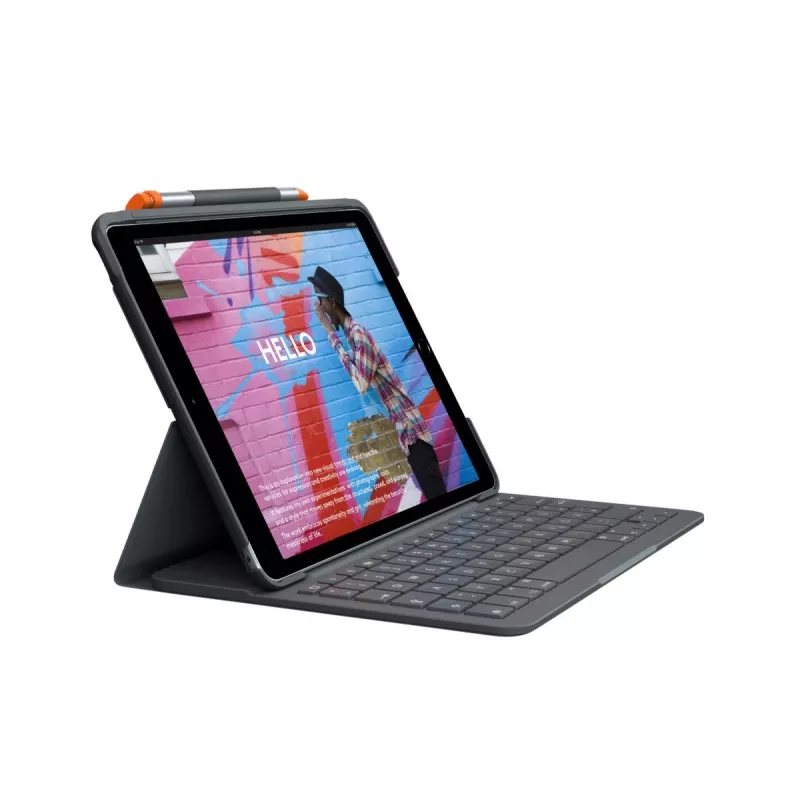 LOGITECH Slim Folio, skirta iPad 7 kartai, grafito spalvos, QWERTZ vokiškas išdėstymas