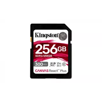 Kingston Technology 256GB Canvas React Plus SDXC UHS-II 300R/260W U3 V90, skirta Full HD/4K/8K