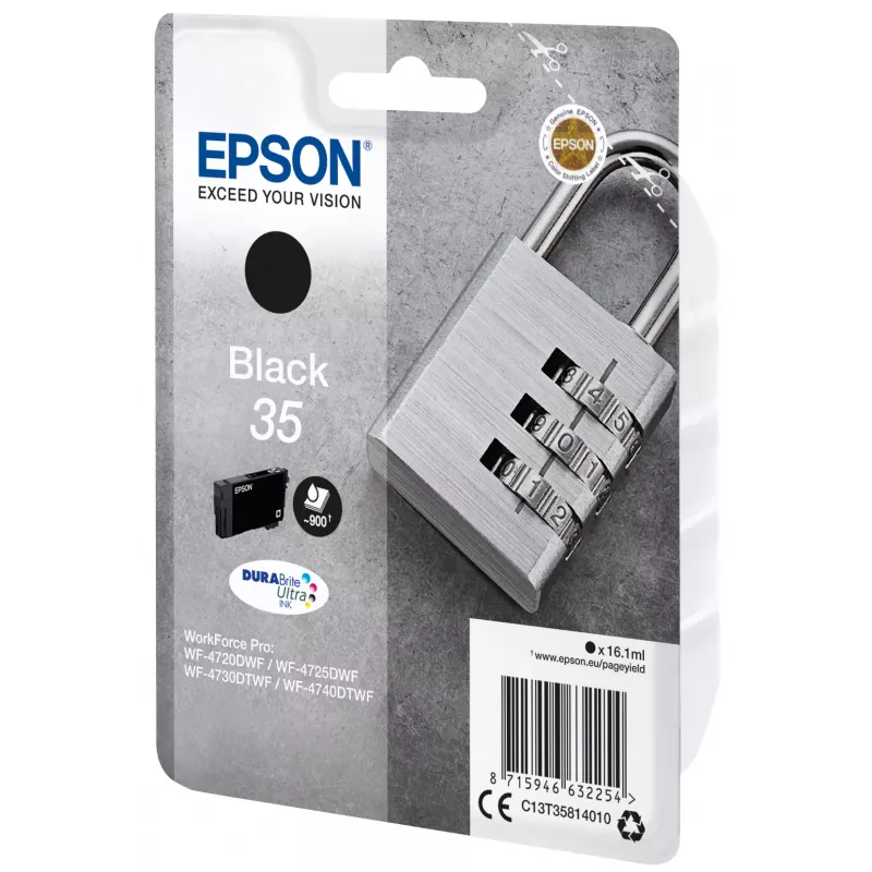 Kasetė Epson 35, WF-4720, WF-4720DWF, WF-4725DWF, WF-4730, WF-4730DTWF, WF-4740, WF-4740DTWF, juoda