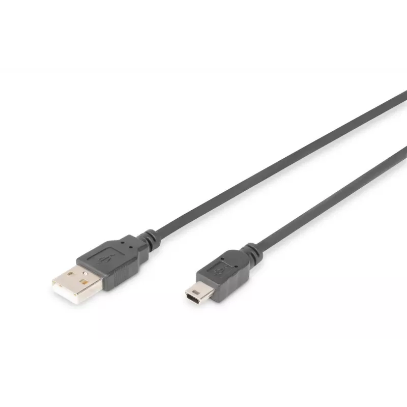 DIGITUS USB 2.0 jungiamasis kabelis, A tipo - mini B (5 kontaktų) V/V, 3 m USB 2.0 atitinkantis juodas