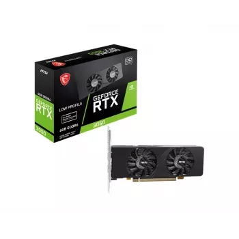 MSI vaizdo plokštė GeForce RTX 3050 6 GB GDDR6, PCIe x8 4.0, 1492 MHz spartinimas, 96 bitų, 2x HDMI 2.1 + DP 1.4a, 70 W, 2 ventiliatoriai, FH/HL
