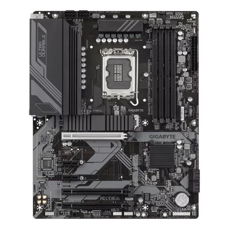 GIGABYTE Z790 D pagrindinė plokštė – palaiko Intel Core 14-os kartos procesorius, 12+1+1 fazių skaitmeninis VRM, iki 7600MHz DDR5 (OC), 3xPCIe 4.0 M.2, 2.5GbE LAN, USB 3.2 Gen 2