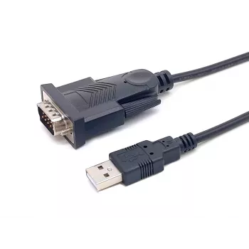 Equip USB-A į serial (DB9) kabelis, M/M 1,5m, juodas, 1,5 m, USB Type-A, DB-9, vyriškas, vyriškas