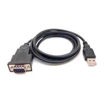 Equip USB-A į serial (DB9) kabelis, M/M 1,5m, juodas, 1,5 m, USB Type-A, DB-9, vyriškas, vyriškas