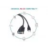 Equip USB-A į serial (DB9) kabelis, M/M 1,5m, juodas, 1,5 m, USB Type-A, DB-9, vyriškas, vyriškas