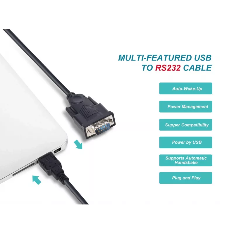 Equip USB-A į serial (DB9) kabelis, M/M 1,5m, juodas, 1,5 m, USB Type-A, DB-9, vyriškas, vyriškas